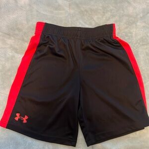 SOLD Youth Boys Under Armour Shorts Black Red Logo Size 7